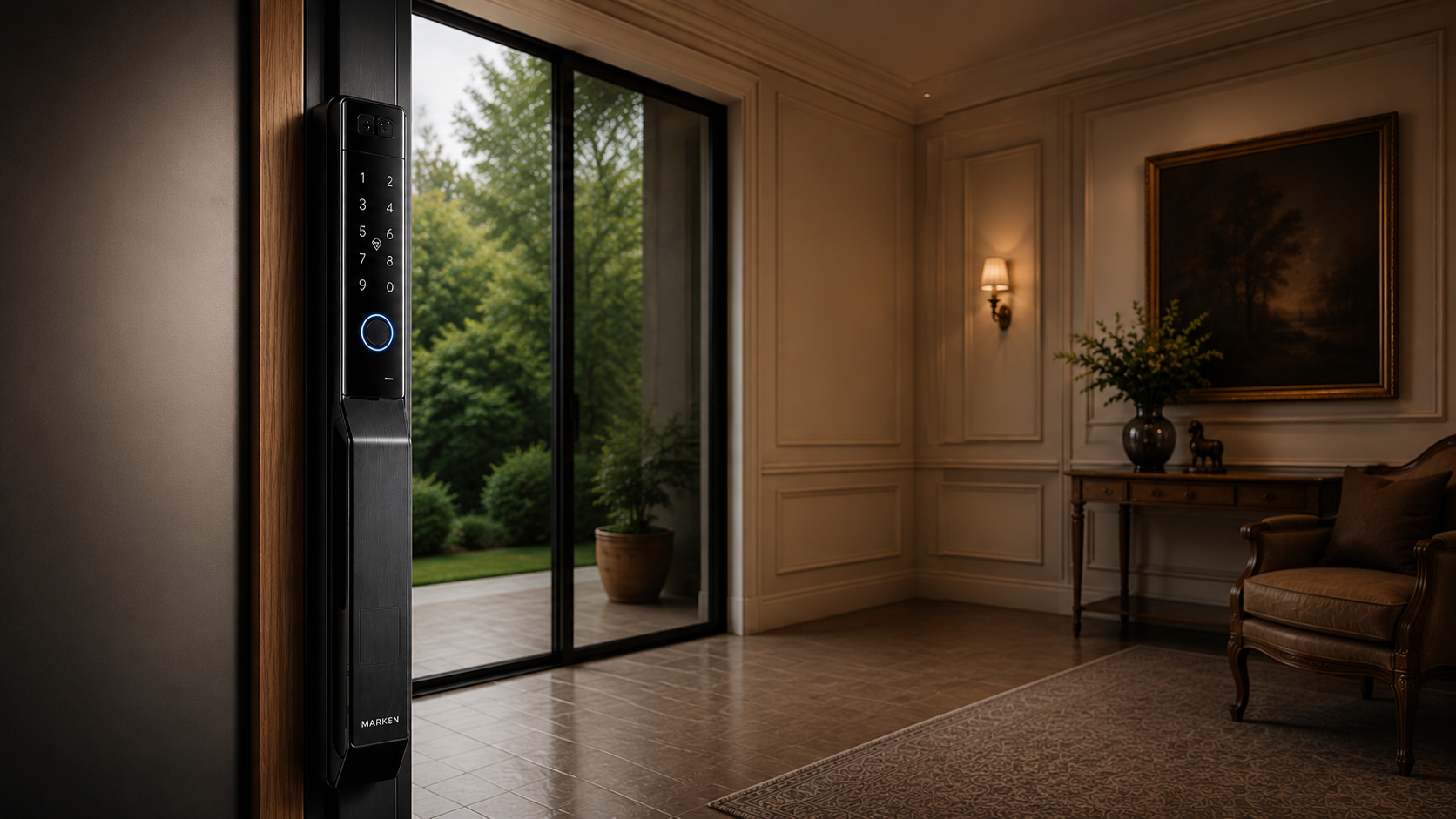 MARKEN slim smart lock installed in a luxury interior